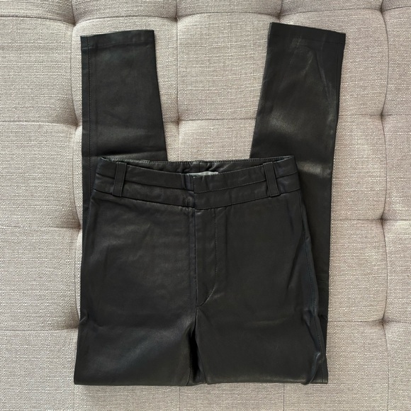 IRO Leather Delta Straight Leg Black Lamb Leather Tab Close Front Size 34 (2) - Picture 4 of 10